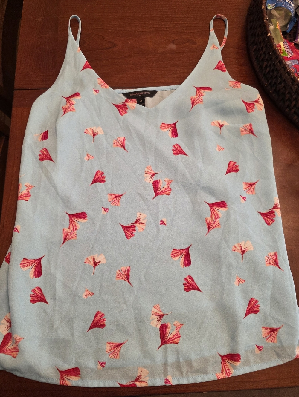 Light Blue Floral Print Spaghetti Strap Top by Banana Republic